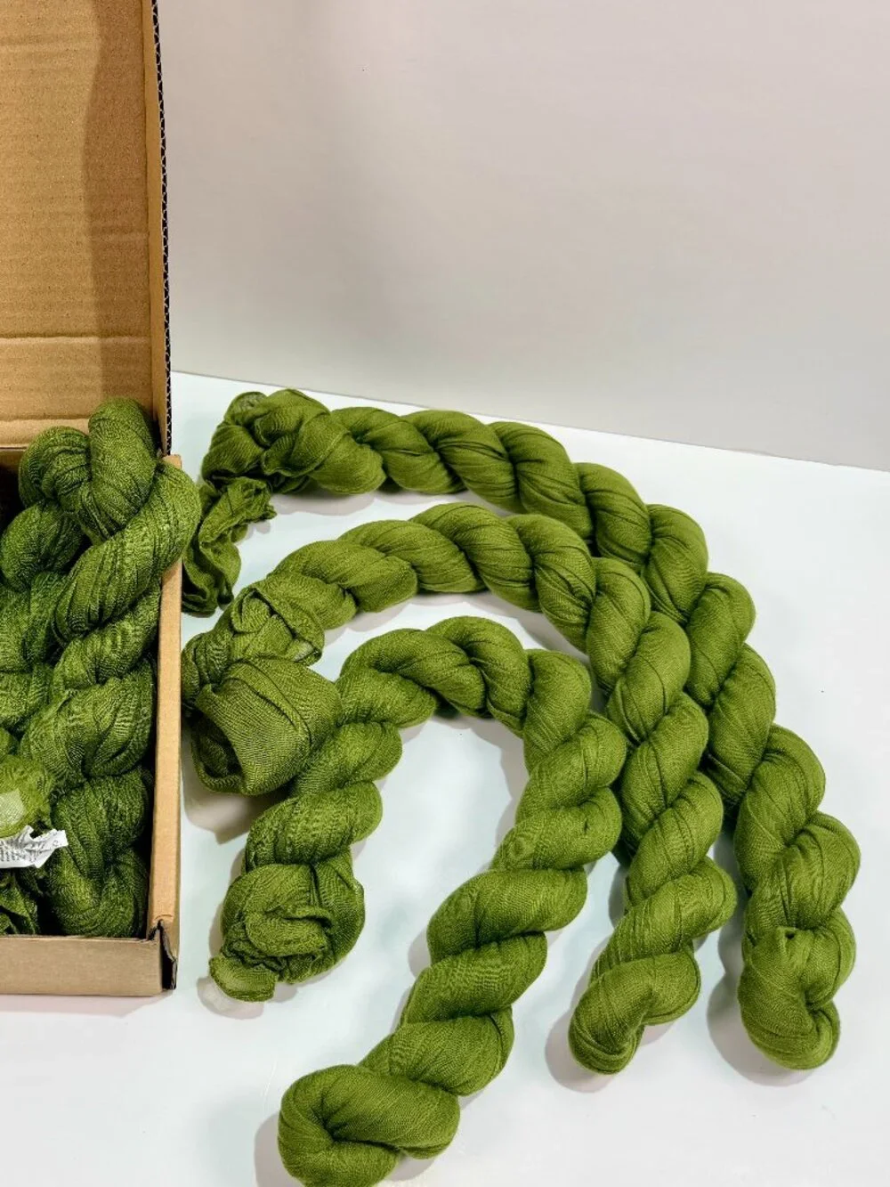 (6) Olive Green Cheesecloth Gauze Table Runner Boho Wedding NWT